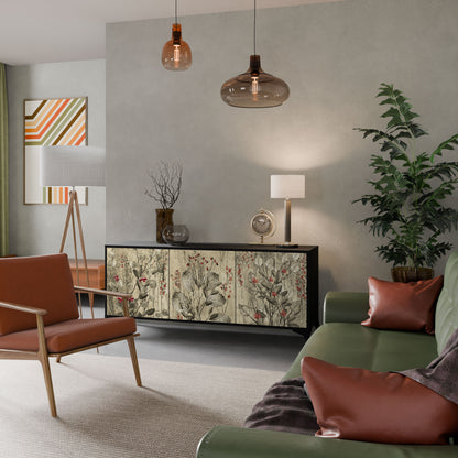 Credenza a 3 ante HERBAL GRACE in finitura nera