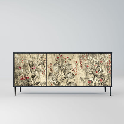 Credenza a 3 ante HERBAL GRACE in finitura nera