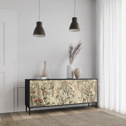 Credenza a 3 ante HERBAL GRACE in finitura nera