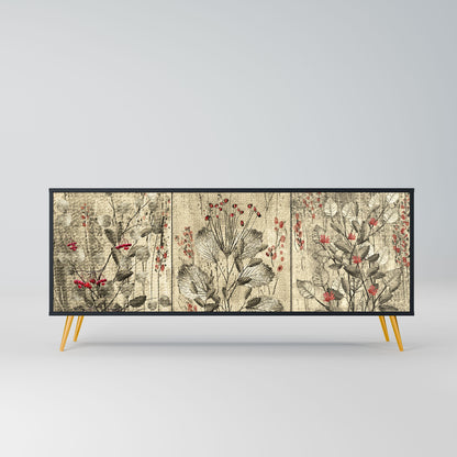 Credenza a 3 ante HERBAL GRACE in finitura nera