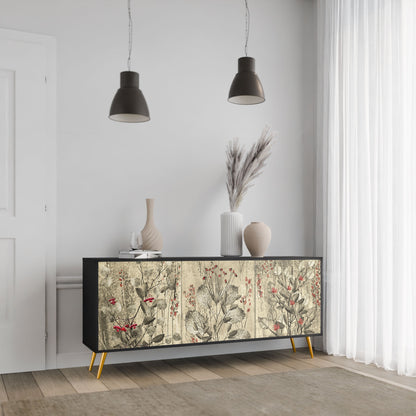 Credenza a 3 ante HERBAL GRACE in finitura nera