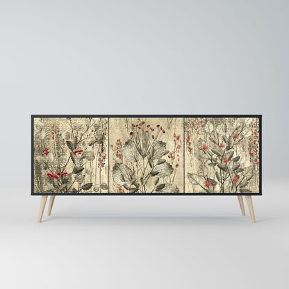 Credenza a 3 ante HERBAL GRACE in finitura nera