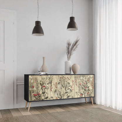 Credenza a 3 ante HERBAL GRACE in finitura nera