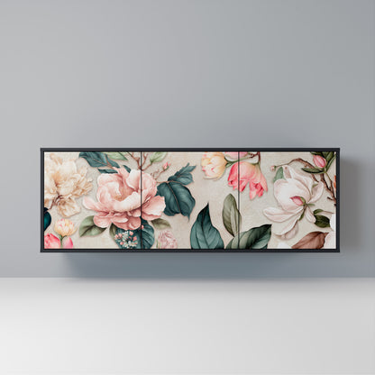 FLORAL GRACE Madia a 3 Ante in Finitura Nera