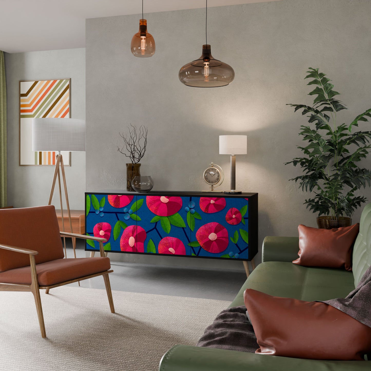 Credenza a 3 ante SPRING THOUGHTS in finitura nera