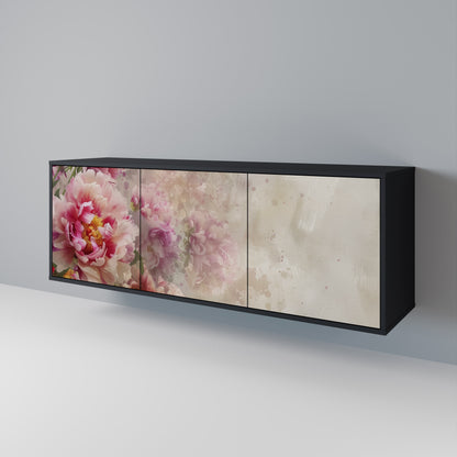 Credenza a 3 ante PEONY WHISPER con finitura nera