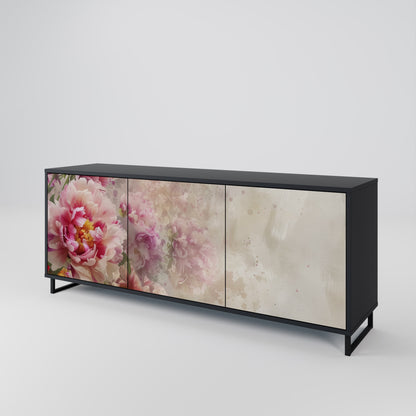Credenza a 3 ante PEONY WHISPER con finitura nera