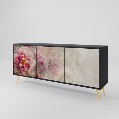 Credenza a 3 ante PEONY WHISPER con finitura nera