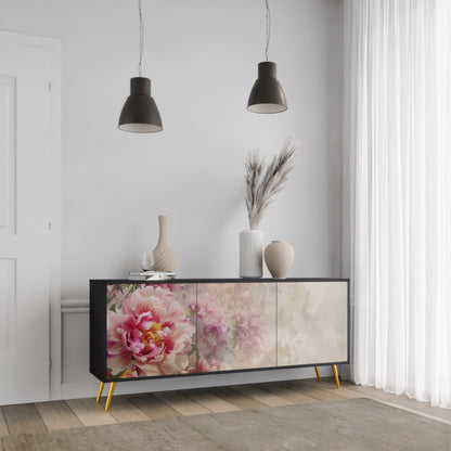 Credenza a 3 ante PEONY WHISPER con finitura nera