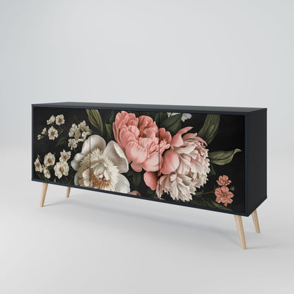 LUSH ELEGANCE 3-Door Sideboard in Black Finish