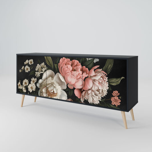 LUSH ELEGANCE 3-Door Sideboard in Black Finish