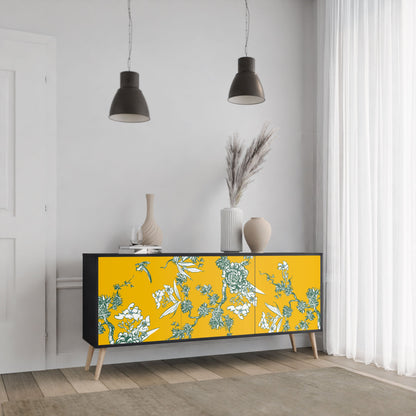 Credenza YELLOW CHINOISERIE a 3 ante in finitura nera
