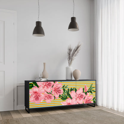 Credenza FRAGILE BEAUTY a 3 ante in finitura nera