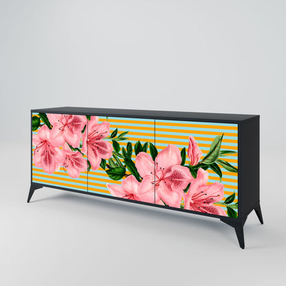 Credenza FRAGILE BEAUTY a 3 ante in finitura nera