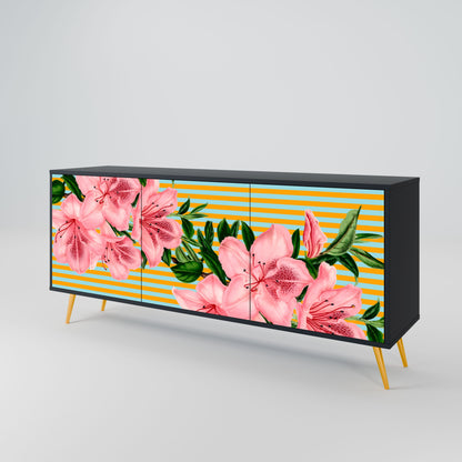 Credenza FRAGILE BEAUTY a 3 ante in finitura nera