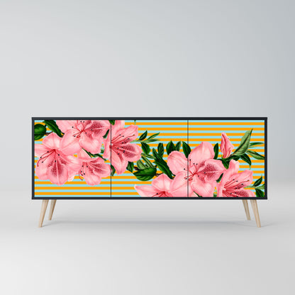 Credenza FRAGILE BEAUTY a 3 ante in finitura nera