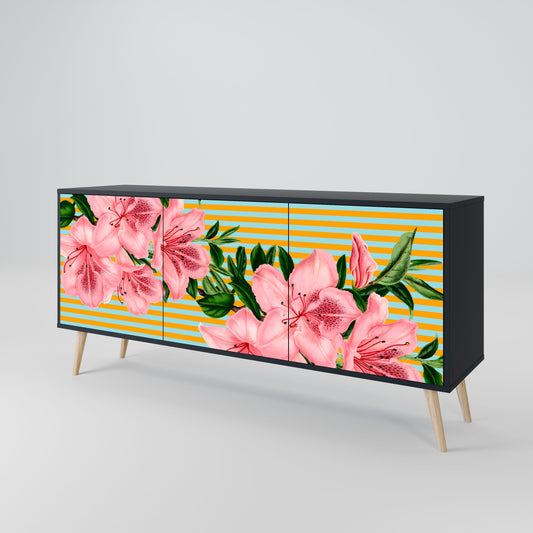 Credenza FRAGILE BEAUTY a 3 ante in finitura nera