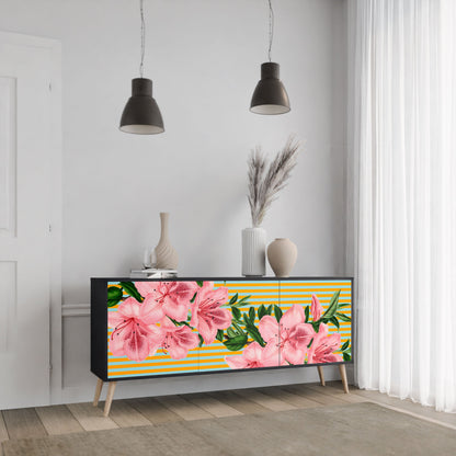Credenza FRAGILE BEAUTY a 3 ante in finitura nera