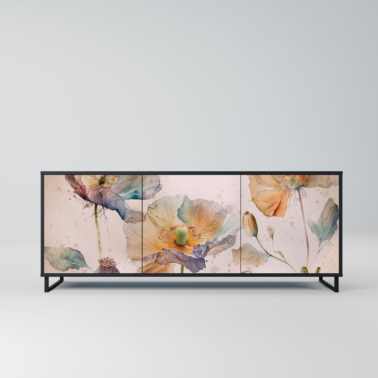 Credenza SOFTEN POPPY a 3 ante in finitura nera