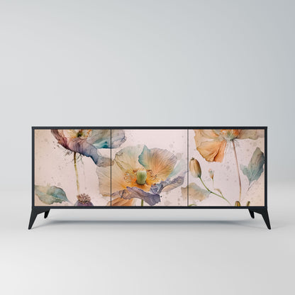 Credenza SOFTEN POPPY a 3 ante in finitura nera