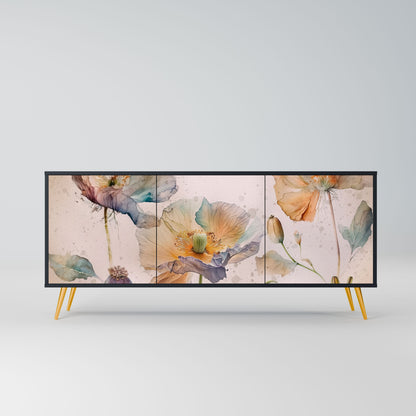 Credenza SOFTEN POPPY a 3 ante in finitura nera