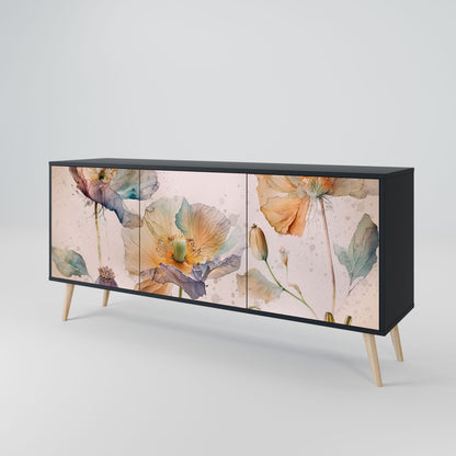 Credenza SOFTEN POPPY a 3 ante in finitura nera