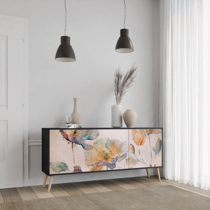 Credenza SOFTEN POPPY a 3 ante in finitura nera