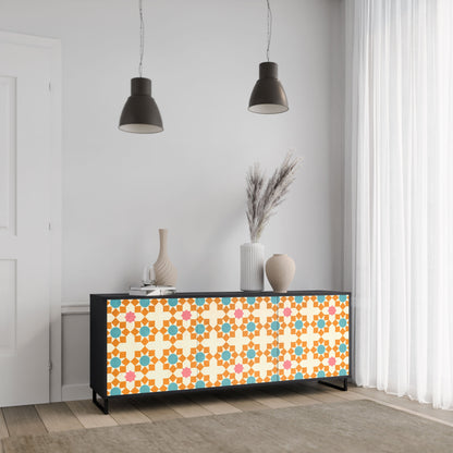 FLORAL DECOR 3-Door Sideboard in Black Finish