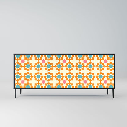 FLORAL DECOR 3-Door Sideboard in Black Finish