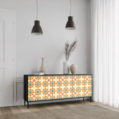 FLORAL DECOR 3-Door Sideboard in Black Finish