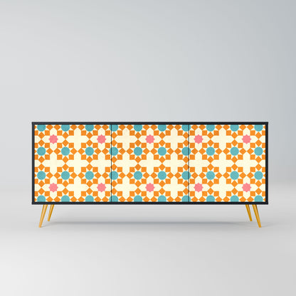 FLORAL DECOR 3-Door Sideboard in Black Finish