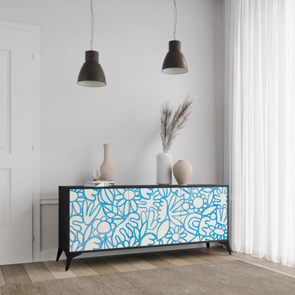 Credenza BLOOMY MORNING a 3 ante in finitura nera