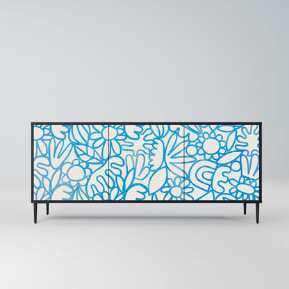 Credenza BLOOMY MORNING a 3 ante in finitura nera