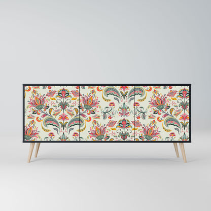ORGANIC FOLKLORE 3-Door Sideboard in Black Finish