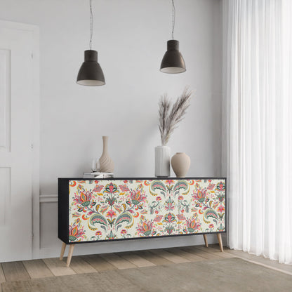 ORGANIC FOLKLORE 3-Door Sideboard in Black Finish