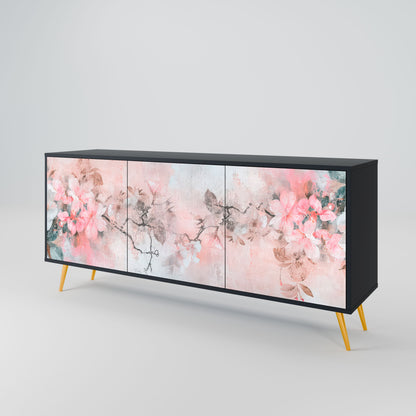 CHERRY BLOSSOM 3-Door Sideboard in Black Finish