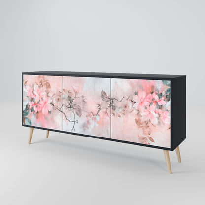 CHERRY BLOSSOM 3-Door Sideboard in Black Finish