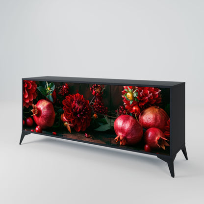 Credenza a 3 ante DAHLIAS AND POMEGRANATES in finitura nera