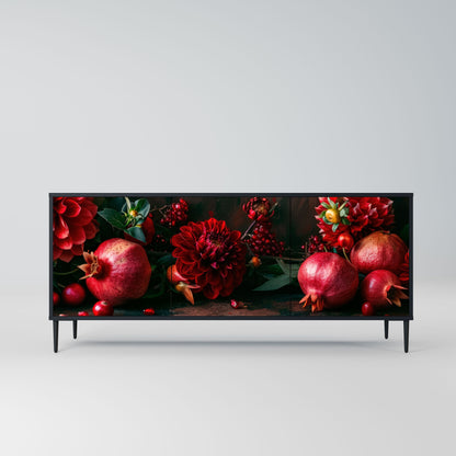 Credenza a 3 ante DAHLIAS AND POMEGRANATES in finitura nera