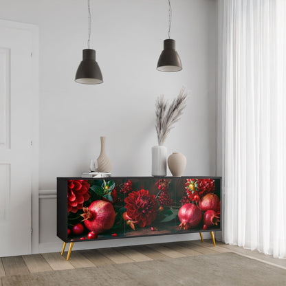 Credenza a 3 ante DAHLIAS AND POMEGRANATES in finitura nera