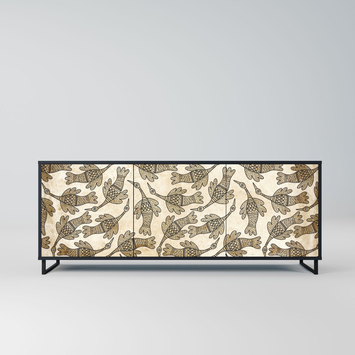 ALMONDINE SONGBIRD 3-Door Sideboard in Black Finish