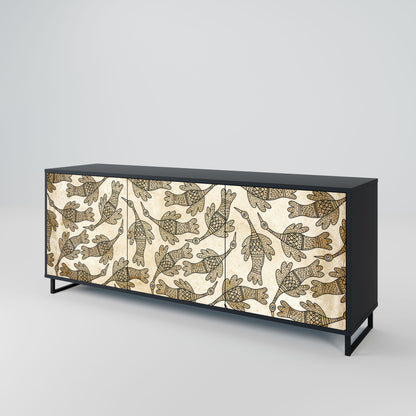 ALMONDINE SONGBIRD 3-Door Sideboard in Black Finish