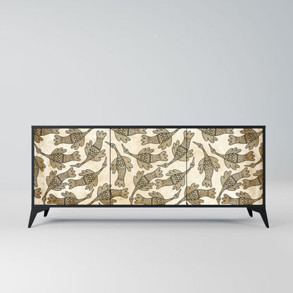 ALMONDINE SONGBIRD 3-Door Sideboard in Black Finish