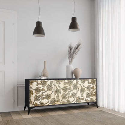 ALMONDINE SONGBIRD 3-Door Sideboard in Black Finish