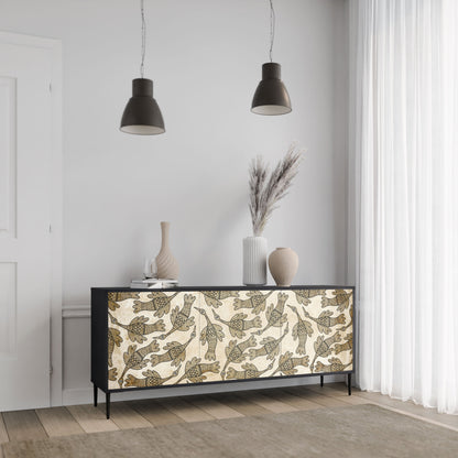 ALMONDINE SONGBIRD 3-Door Sideboard in Black Finish