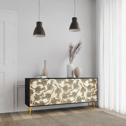 ALMONDINE SONGBIRD 3-Door Sideboard in Black Finish