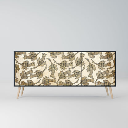 ALMONDINE SONGBIRD 3-Door Sideboard in Black Finish
