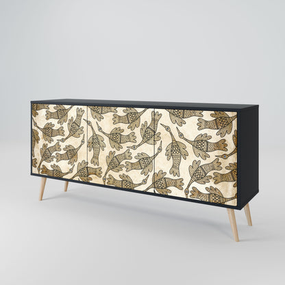ALMONDINE SONGBIRD 3-Door Sideboard in Black Finish