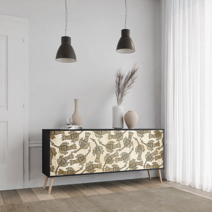 ALMONDINE SONGBIRD 3-Door Sideboard in Black Finish