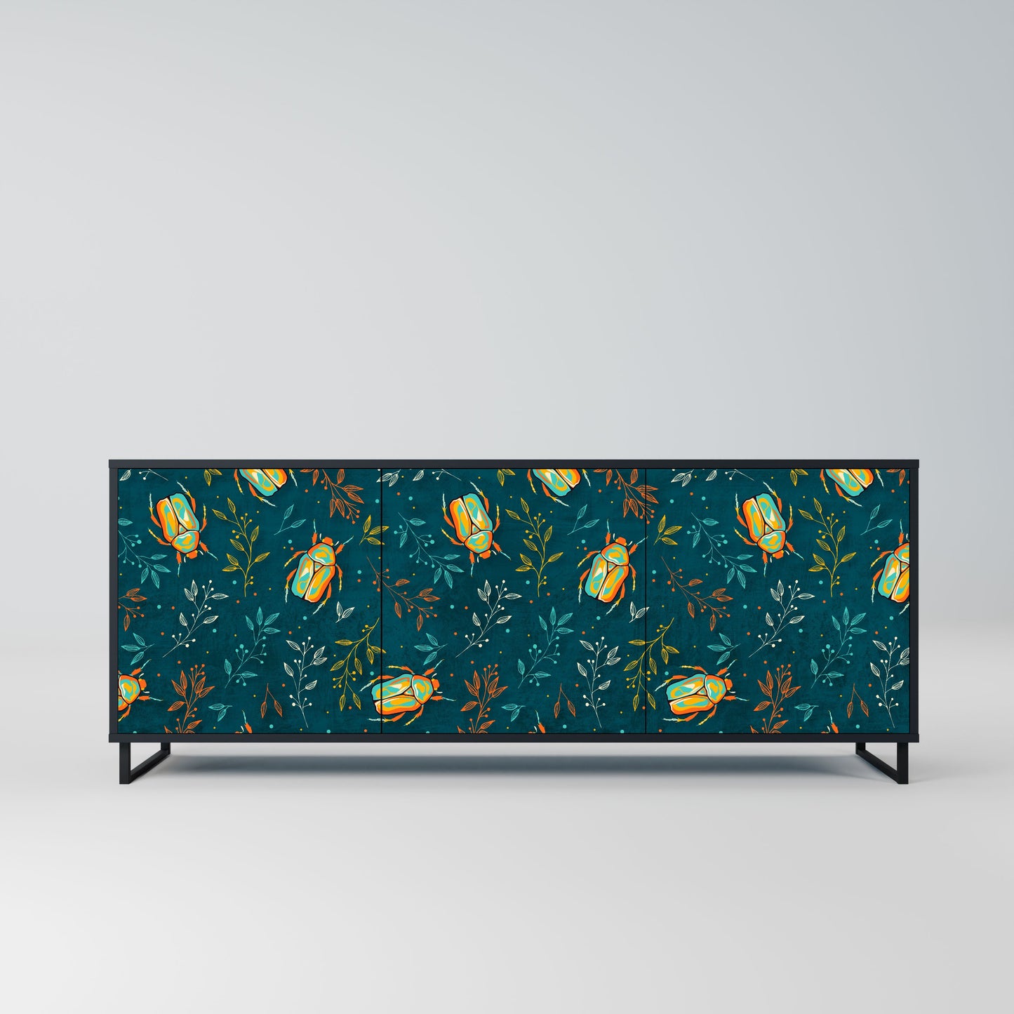 AUTUMN INSECTS 3-Door Sideboard in Black Finish